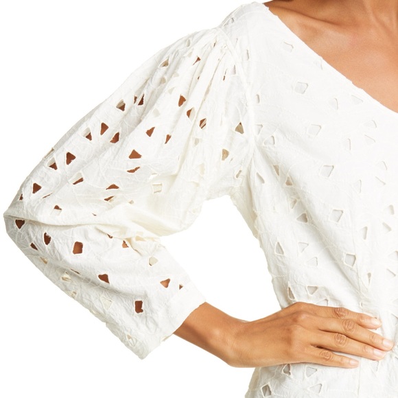 LA VIE REBECCA TAYLOR EMBROIDERED TOP IVORY SZ S - Picture 4 of 8